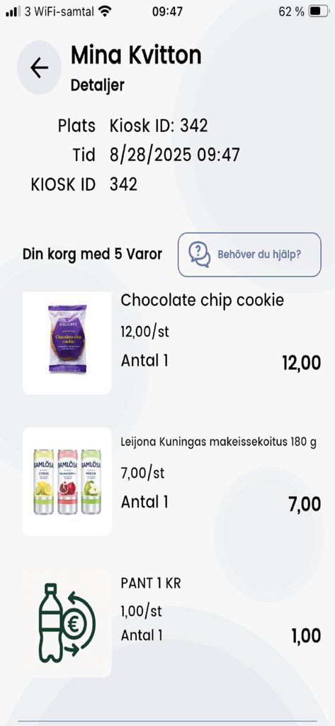 Tela de recibo do aplicativo Lova mostrando detalhes da transação e itens comprados