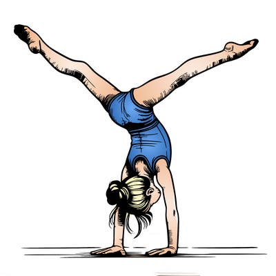 realistic gymnastic hand stand girl in four splits