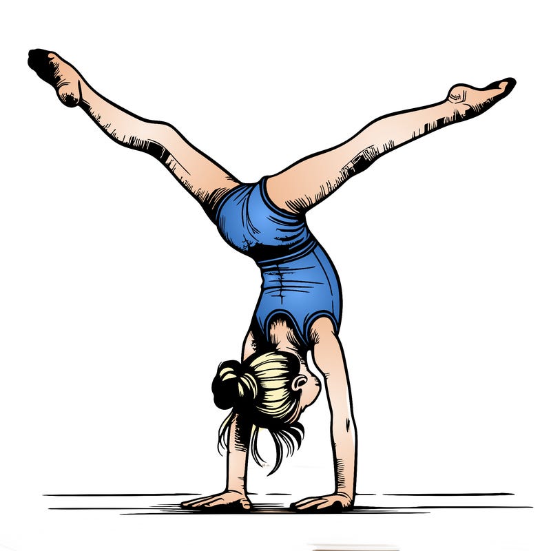 realistic gymnastic hand stand girl in four splits