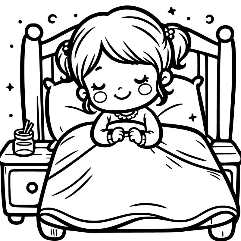 a little girl going to bed