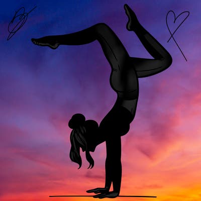 a woman doing a handstand