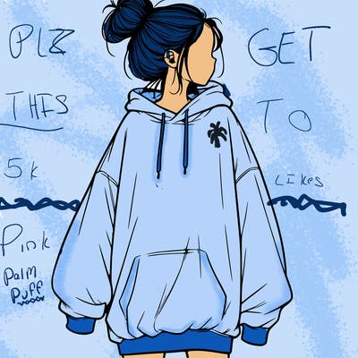 realistic girl with a oversized sweatshirt on and a bun