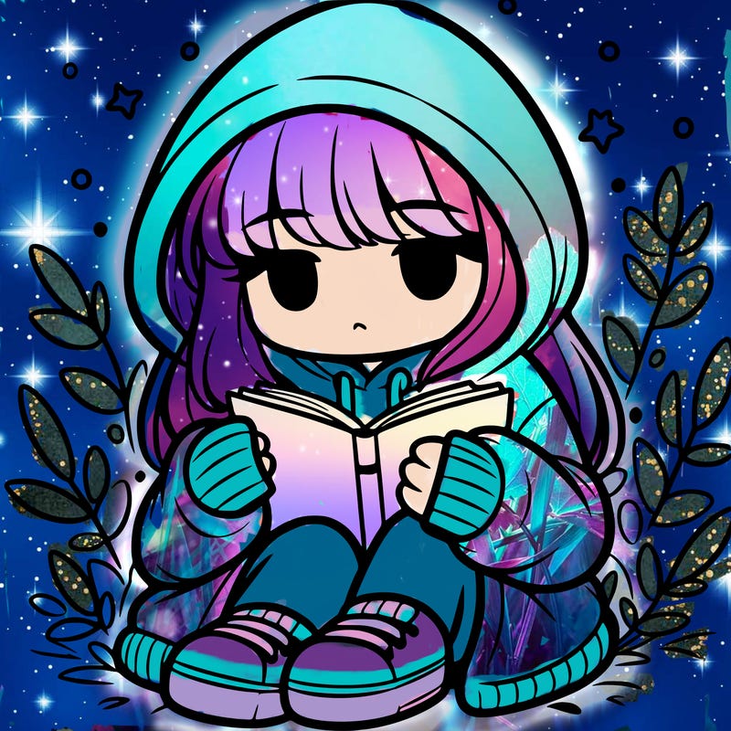 girl in oversized hoodie reading a book