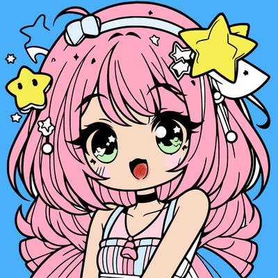 cute anime girl with star accessories