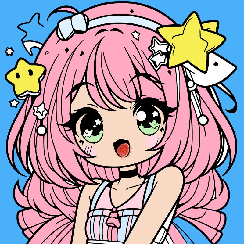 cute anime girl with star accessories