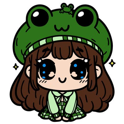 cute girl with frog hat