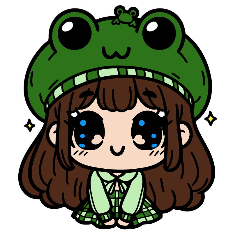 cute girl with frog hat