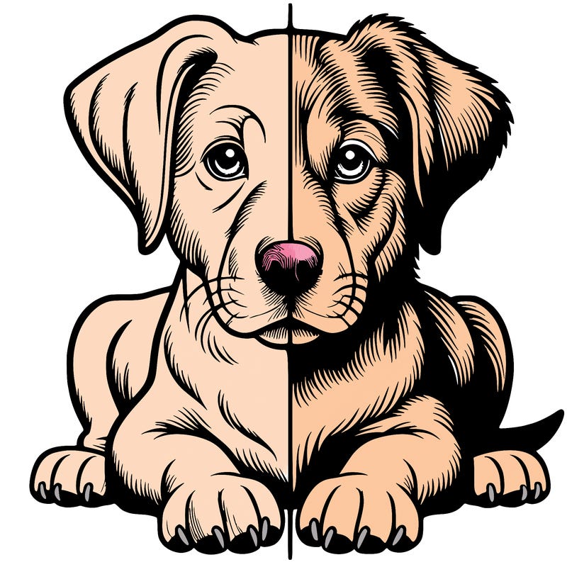 realistic dog split picture