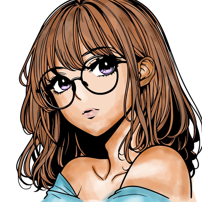 manga woman character with glasses and nice lips