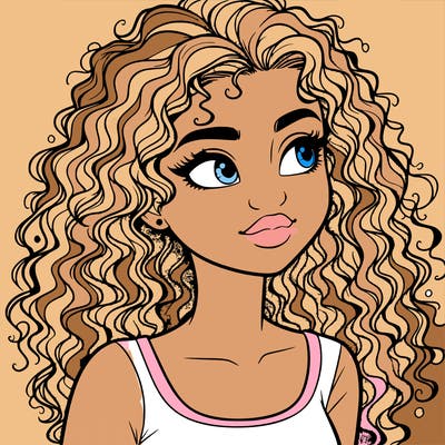 realistic girl with curly hair