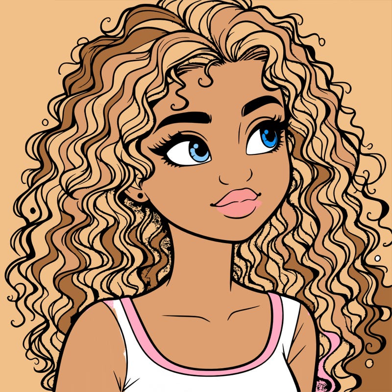 realistic girl with curly hair