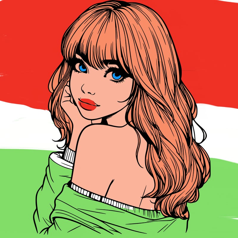 realistic girl with bangs looking over her shoulder