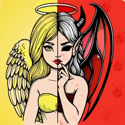 realistic angel half demon