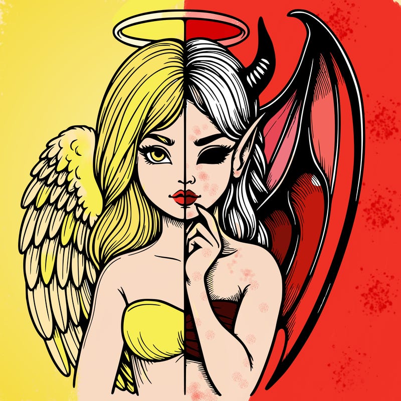 realistic angel half demon