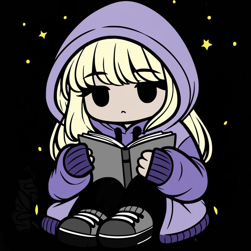 girl in oversized hoodie reading a book