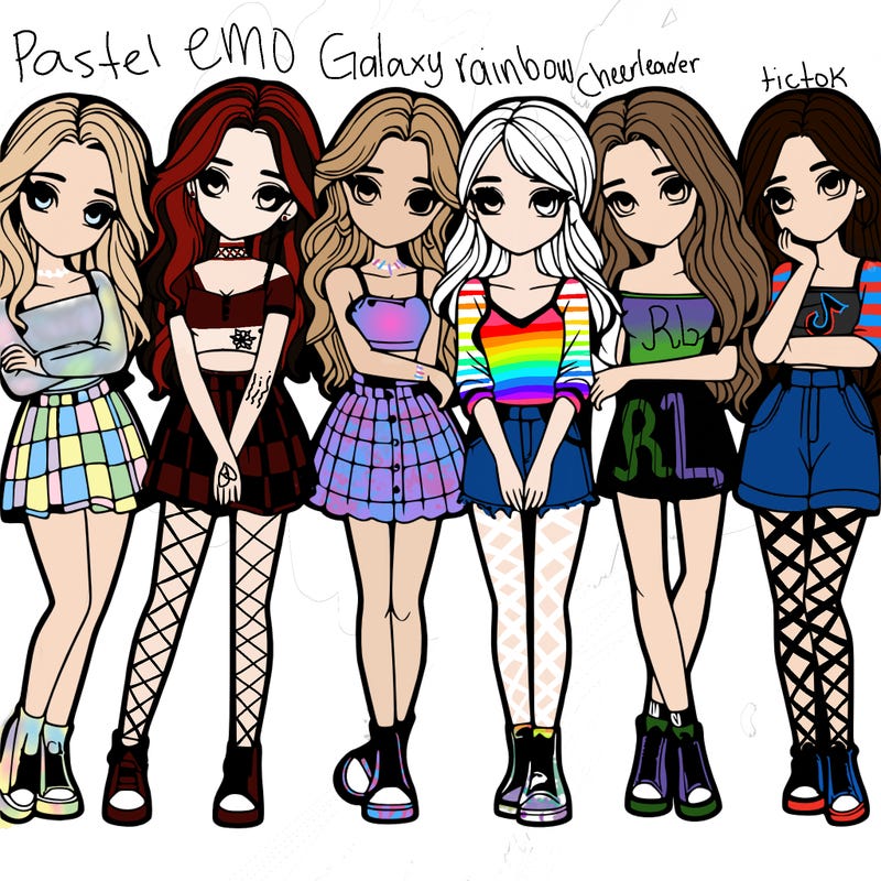 a group of girls realistic