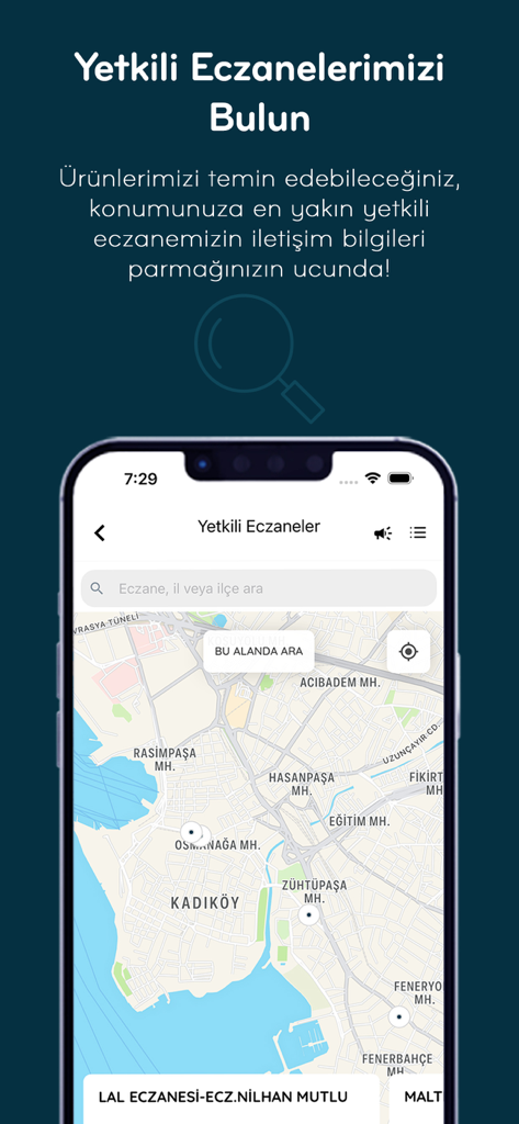 Naos Stars - 地図上に正規取扱薬局の場所が表示されたNaos Starsアプリの画面