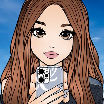 realistic girl with a phone