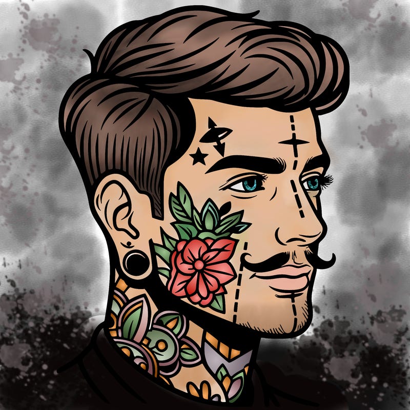man with face tattoos