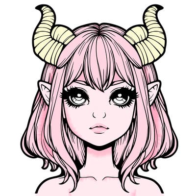 realistic girl with horns