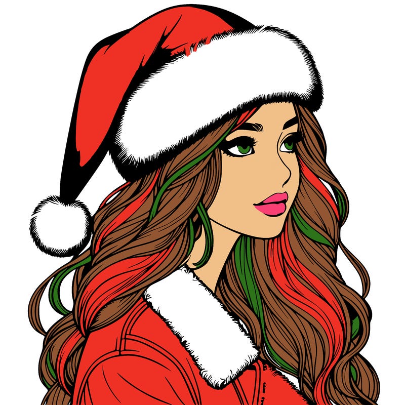realistic girl in santa hat