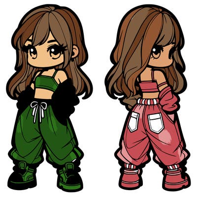 girl in crop top and baggy pants