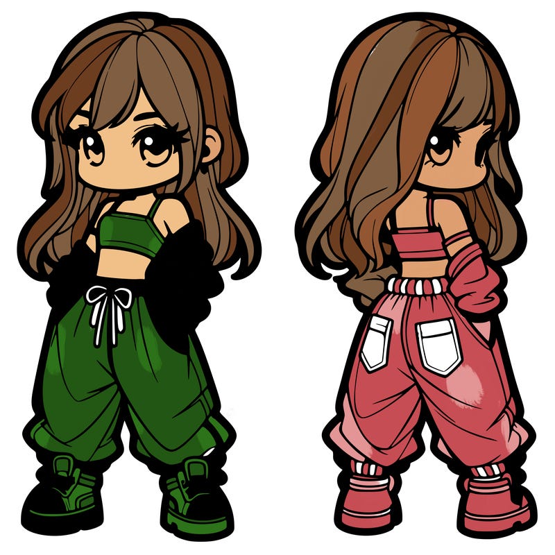 girl in crop top and baggy pants