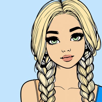 realistic girl with braids