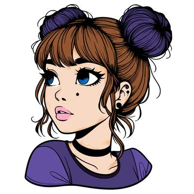 realistic girl with spacebuns