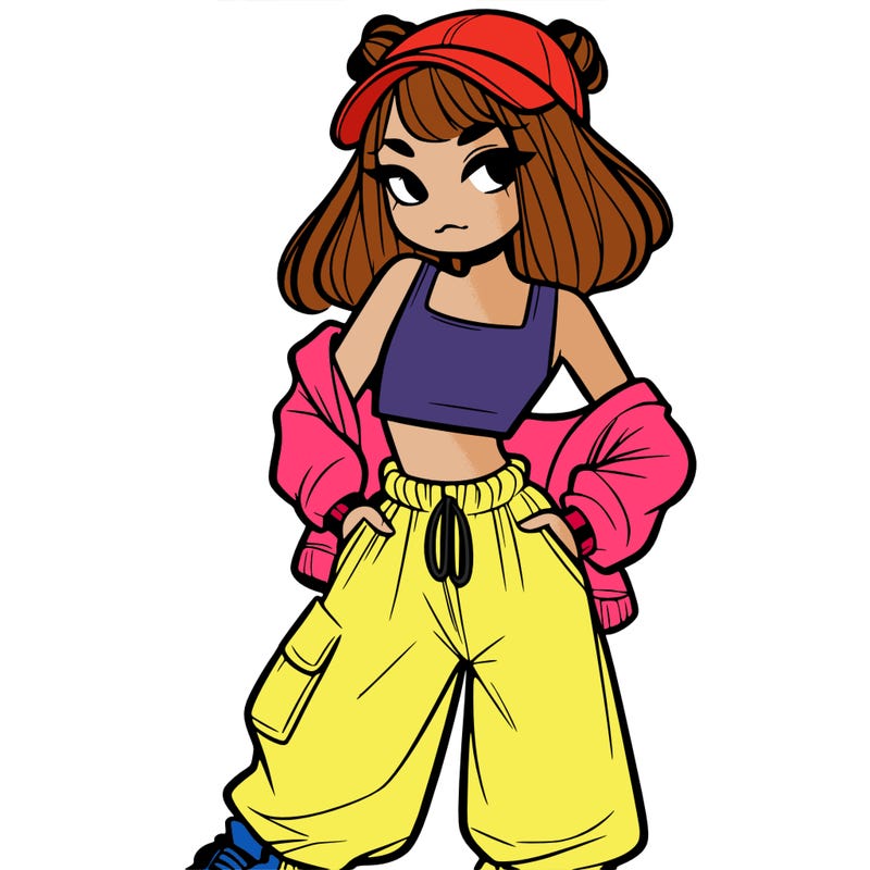 girl in crop top and baggy pants