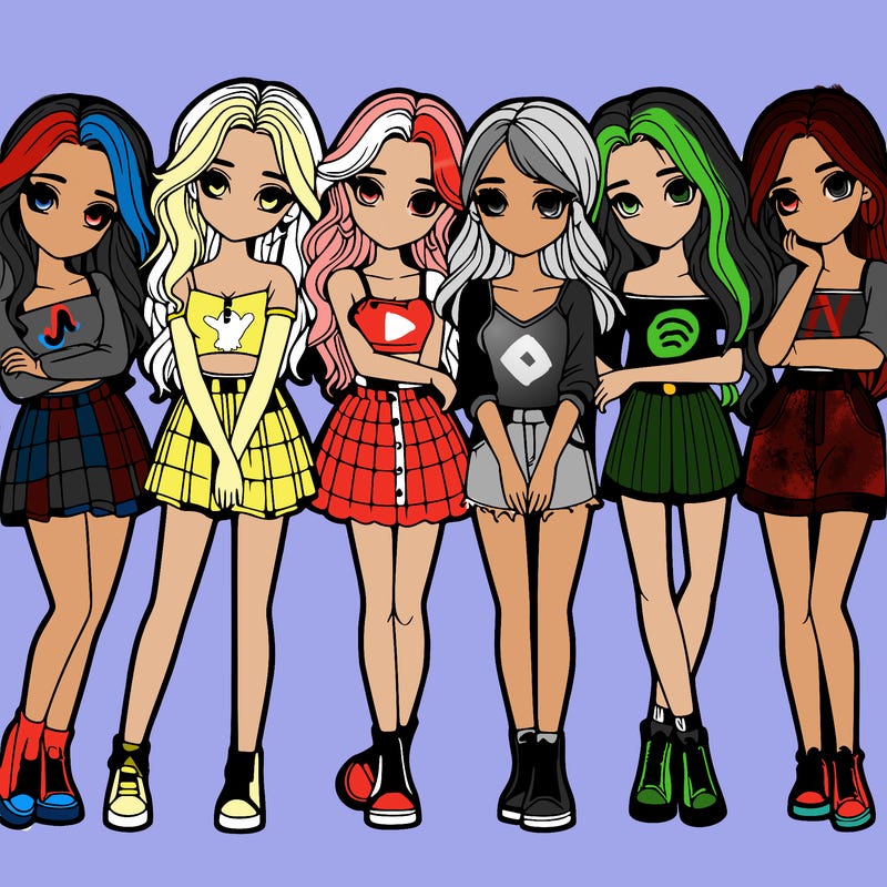 a group of girls realistic