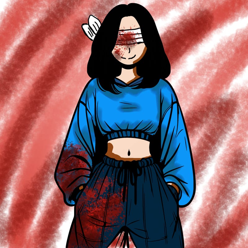 realistic girl faceless with baggy pants and a crop top