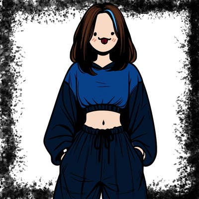realistic girl faceless with baggy pants and a crop top