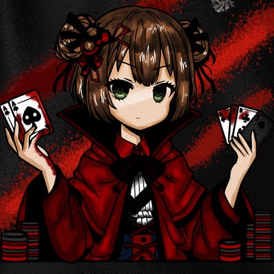 anime girl with evil poker outfit