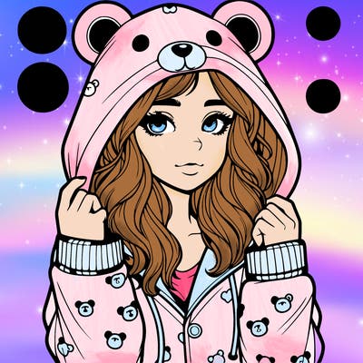 realistic girl in a animal pjs hoodie