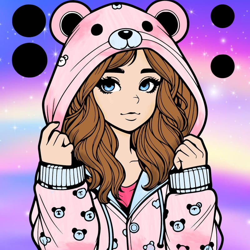 realistic girl in a animal pjs hoodie
