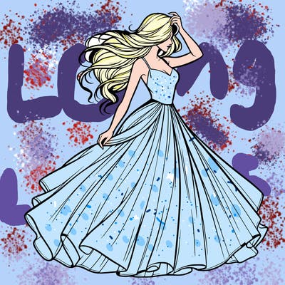 realistic woman with dress flowing in the wind