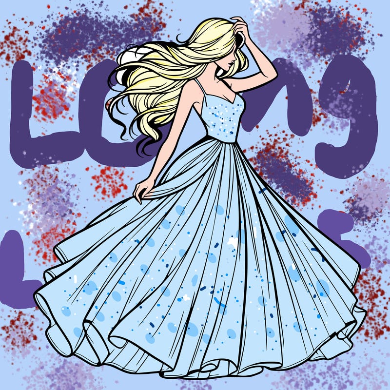 realistic woman with dress flowing in the wind