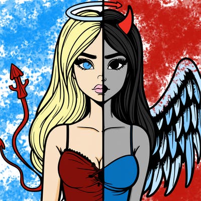 devil vs angel realistic girl