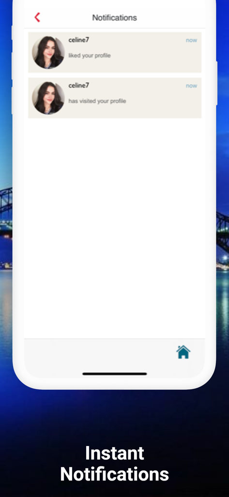 Palsau - Screenshot of the Palsau app notifications screen showing profile likes and visits from other users.