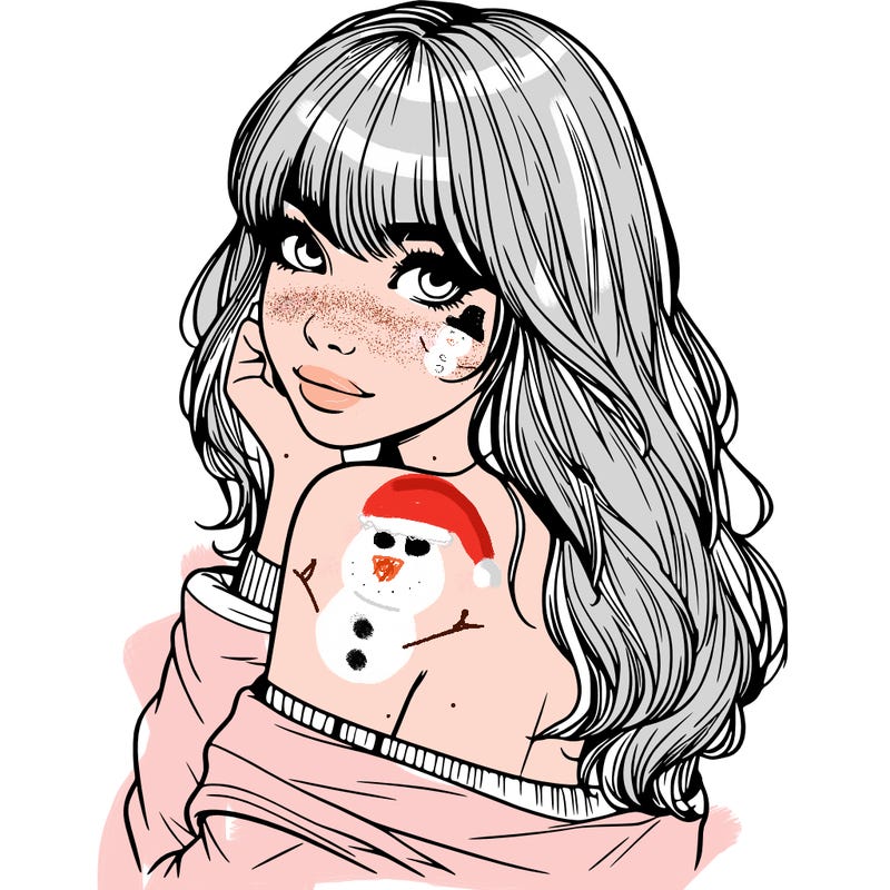 realistic girl with bangs looking over her shoulder