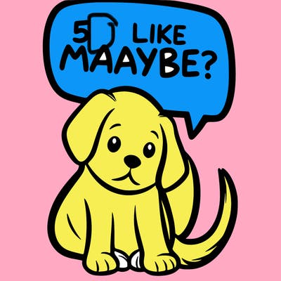 a puppy that says 5 like maybe