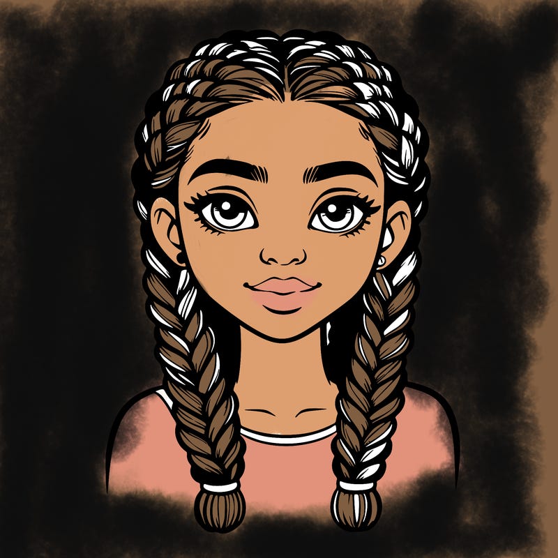 realistic girl with braids