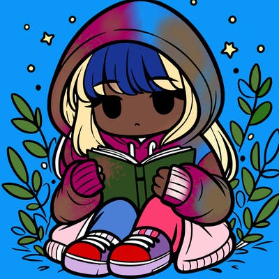 girl in oversized hoodie reading a book