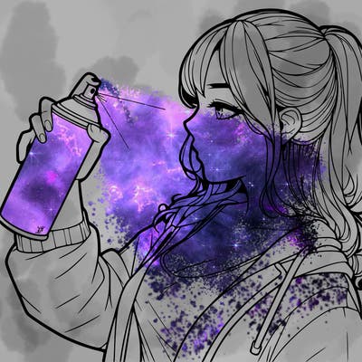 a realistic girl spray, painting