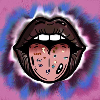 lips with tongue out