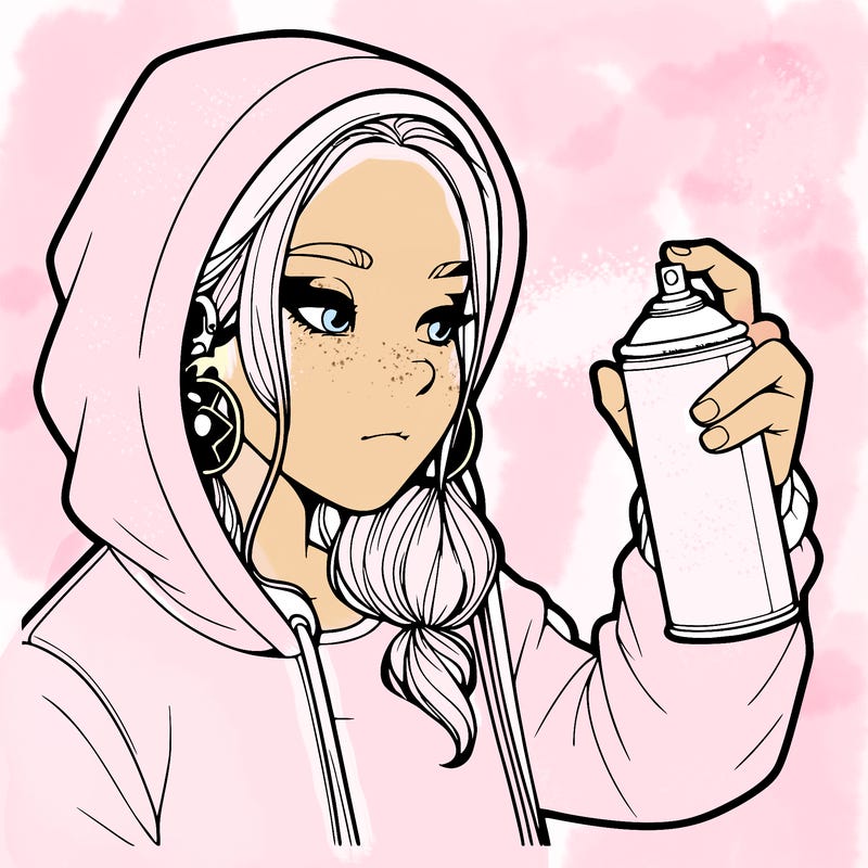 a realistic girl, spray painting
