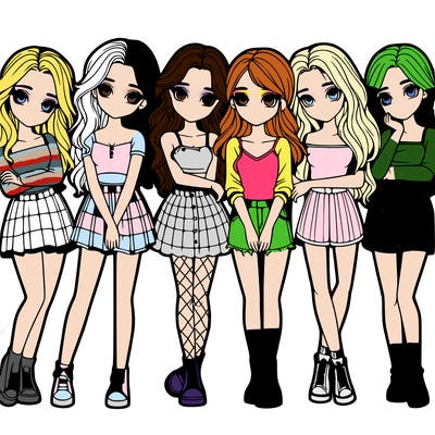 a group of girls realistic