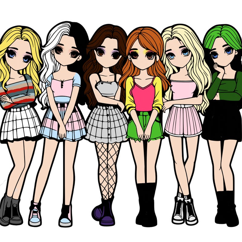 a group of girls realistic