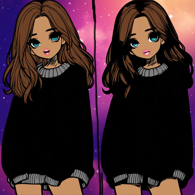 realistic girl with baggy sweater